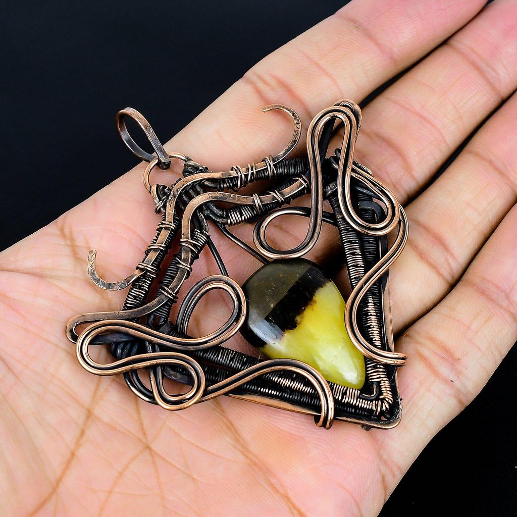 Pandantiv Septarian înfășurat cu sârmă de cupru 999, Bijuterii pandantiv cu piatră prețioasă lucrate manual, Cadouri pentru soție Pandantiv nou-nouț