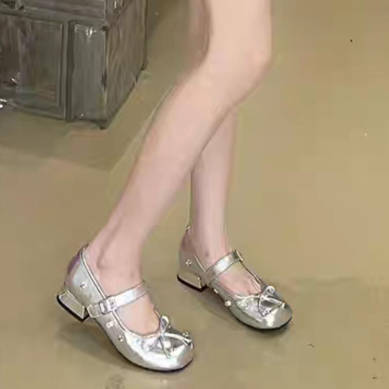 Fashion 2025 New Autumn Women Shoes Fashion Butterfly-knot Dress Shoes Ladies Concise Outdoor Thick Heel Leather Shoes