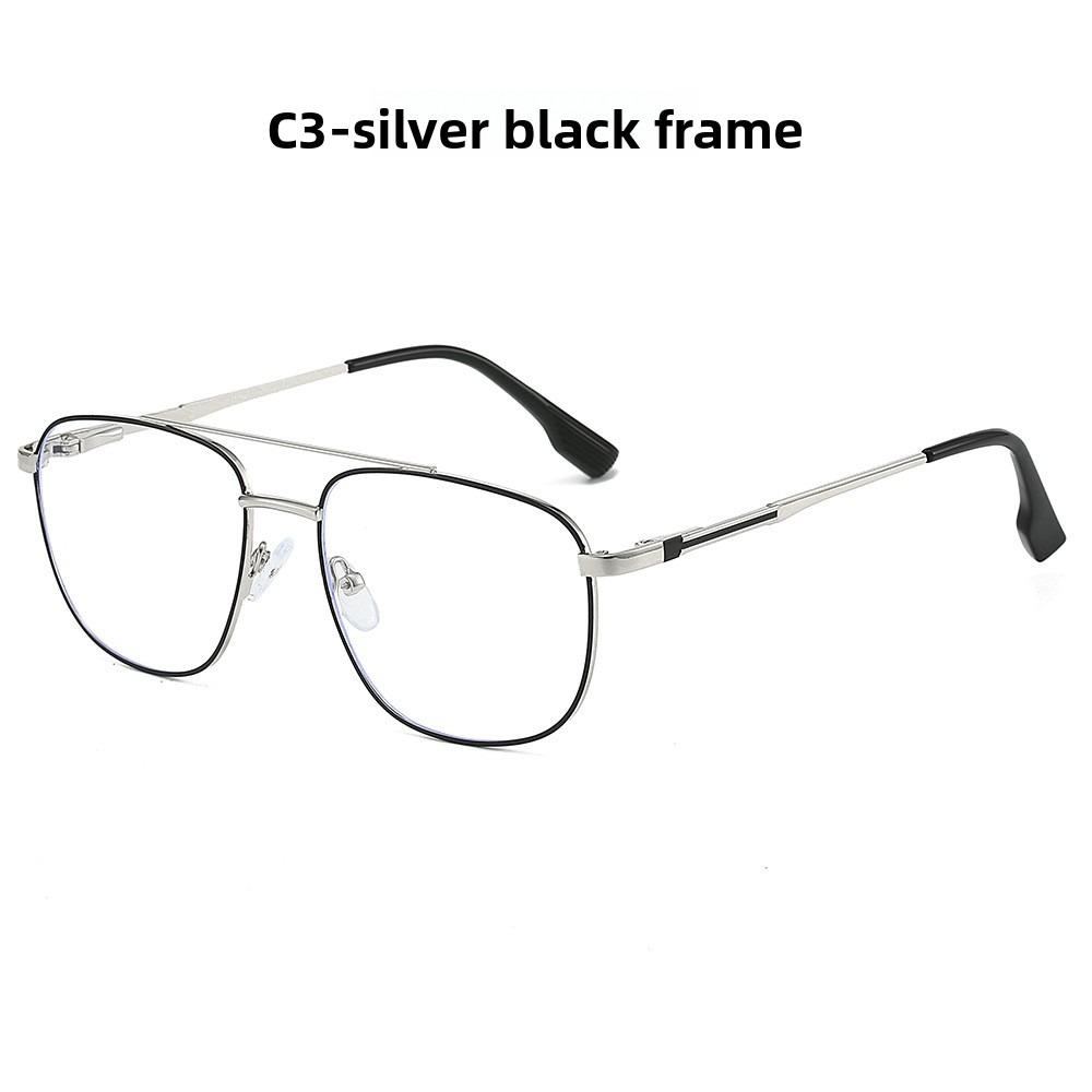 

55-18 New metal retro men s glasses frame double beam, anti-blue flat light optical computer glasses frame reading glasses Anti blue light 0