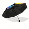 1pc Butterfly Colors Automatic Open 8-Rib Windproof Umbrella, Travel & Commuting, Suitable for All Seasons