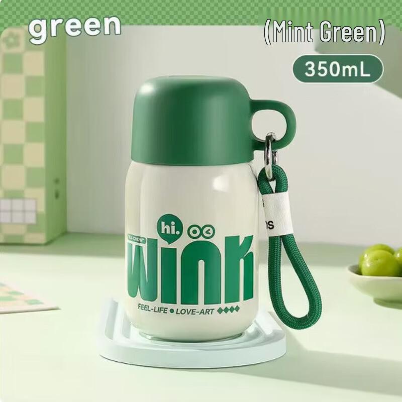 Shangqi Compact 350ml 316 Stainless Steel Thermos with Straw - Mint Green