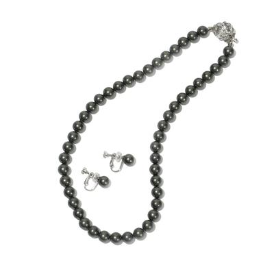 Warranty Pearl Necklace and Earrings Set Pearl Made In Japan Natural Shell Pearl 8mm Beads Production 10 Sizes Choice of Cases White Gray Black with