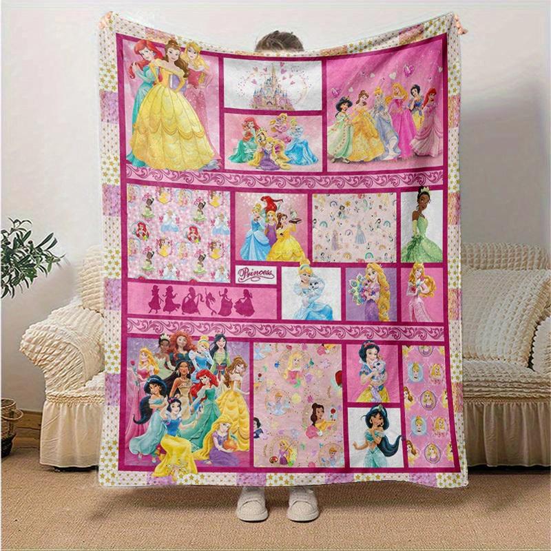1pc Disney Princess Cartoon Blanket, Home Decorative Throw Blanket for All Seasons, Soft Flannel Throw Blanket, Living Room, Travel, Camping