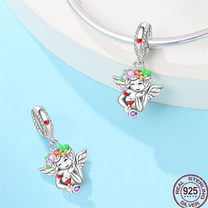 Copper Fashion Whale Guardian Wing Drunk Angel Charms Beads Fit Diy Bracelets For Women Birthday Fine Jewelry Gift