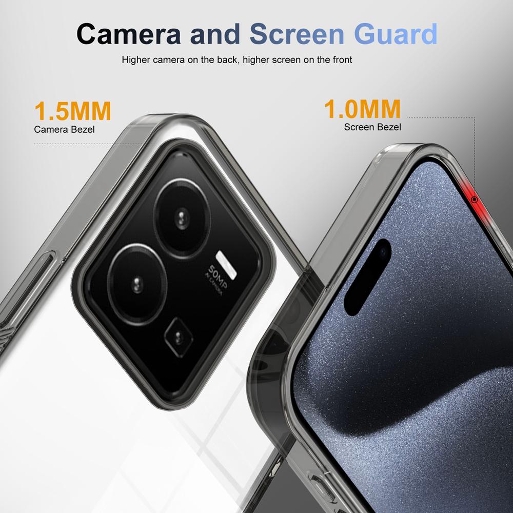 KEYSION Transparent Phone Case for VIVO Y35 Y22 Y22S Soft TPU+PC Anti-slip HD Clear Shockproof Phone Back Cover for VIVO Y22 Y35