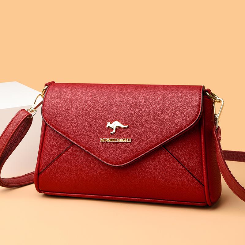 Women's 2024 Korean Style Soft Leather Multi-Layer Handbag - Versatile, Large Capacity, Casual Single Shoulder or Crossbody Bag