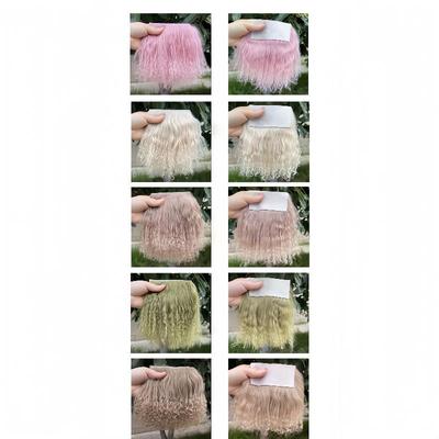 1Pcs Dolls Accessories Mongolia Fur Sheepskin Wool Extensions Curly Texture Hair Row Curly Hair Extensions Sd Blyth Wigs Hair