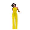 Women's One Shoulder Sleeveless Jumpsuit Slim Fit High Waist Streetwear Flared Pant Jumpsuit
