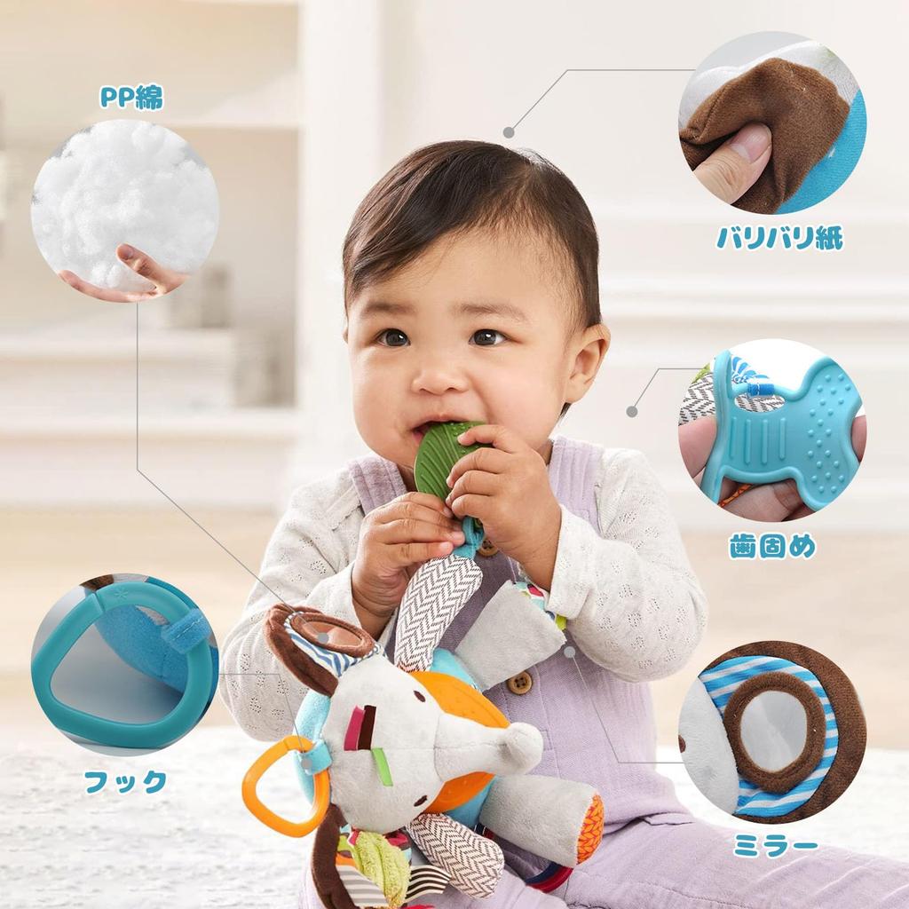 Shinse Plush Animal Rattle, Baby Toy, Cute Fabric Toy, Suitable for Babies 3 Months and Up, Cotton, Popular, Baby Shower Gift, Educational Toy,