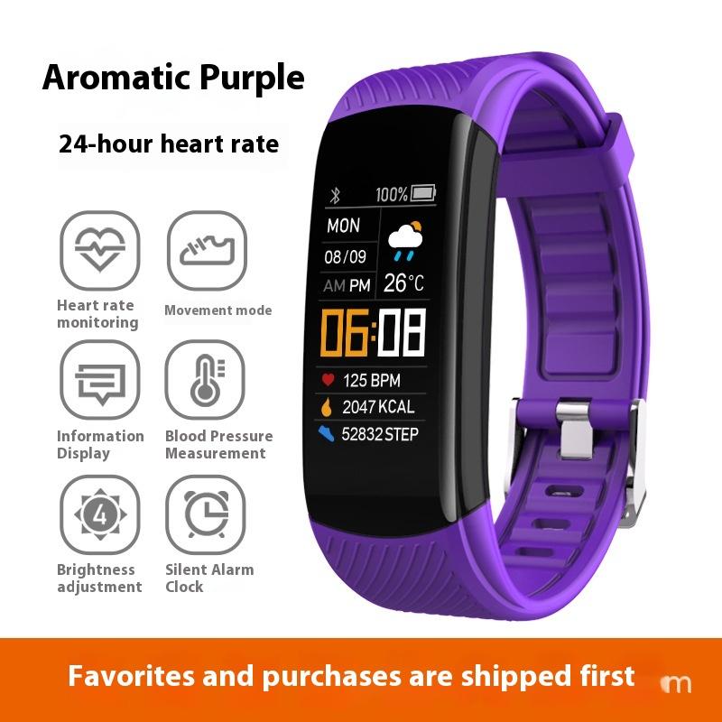 C5S Color Screen Exercise Step Counting Smart Bracelet Heart Rate Blood Pressure Health Monitoring Silicone