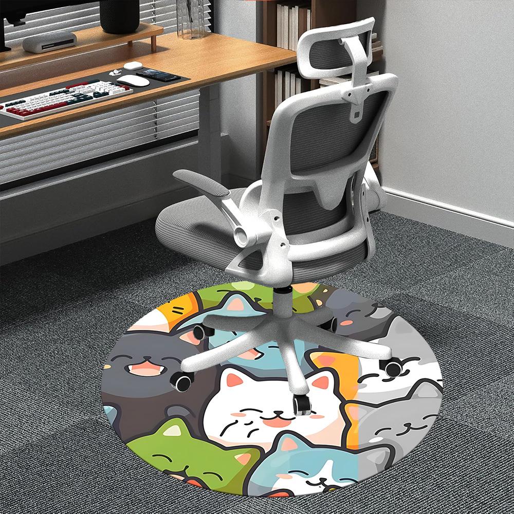 1pc Cats Kitten Office Round Area Rug, Mat Suitable ForOffice, Under Office Chairs Bedroom Living Room Home Decor, Room Deco
