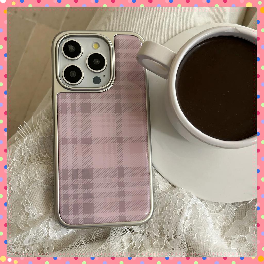 New style pink plaid phone case for IPhone 17 Air 16 16pro 16promax 15 15pro 15promax 14 14pro 14promax 13 13pro 13promax