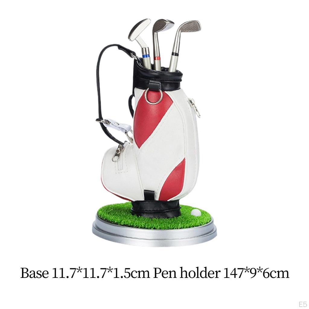 Golf Club Pen Holder Set with 3 Pens - Office Desk Decor