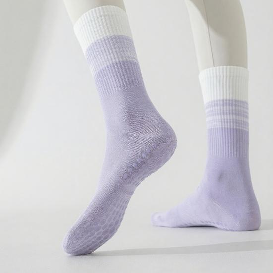 1 Pair Yoga Socks with Non-slip Gripper Breathable Moisture-Wicking Ballet Dance Fitness Pilates Athletic Gym Sports Mid-calf Cotton Socks