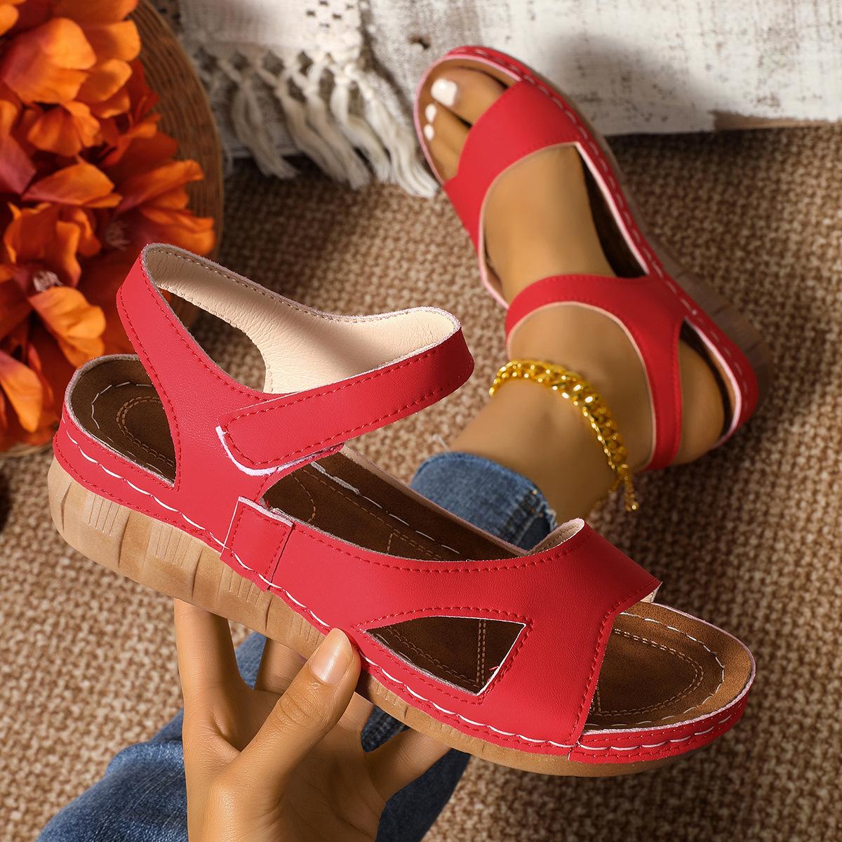 

New Velcro sandals sewing thread fish mouth platform women s shoes 36