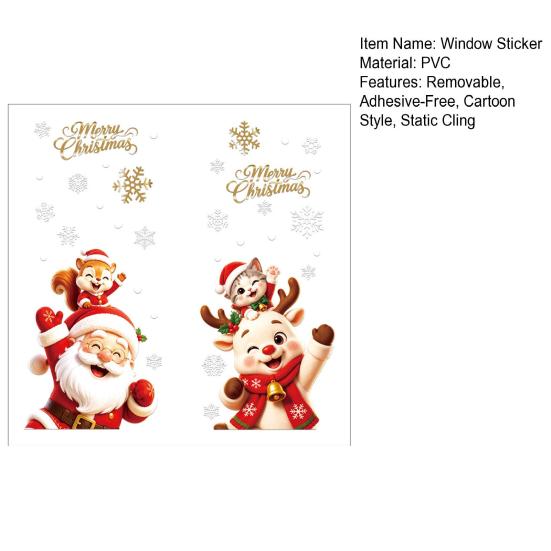 Double Sided Window Ornaments 2Pcs Christmas Clings, Santa Claus Elk Static Decals, Festive Shop Supplies Removable Cute Cartoon Holiday Stickers for