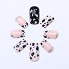 24pcs Medium Length French Leopard Acrylic Nail Art With Rhinestones Full Cover False Nail For Parties And Social Event