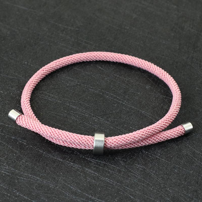 

Noter New Lucky Rope Bracelet Unisex Stainless Steel Clasp Adjustable Braclet Friendship Jewelry Accessories Gift For Lovers розовый