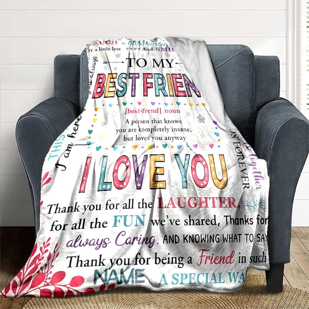 Best Friend Love And Friendship Cozy Customizable Blanket Customize Text Ultrasoft Suitable For Sofa Couch Office Bed Picnics Four Seasons
