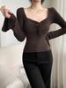 Pure Desire Square Neck Flared Sleeve Slim T-Shirt - Women's Autumn New Style