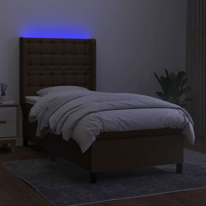 VidaXL Bed Slat Base with Mattress and LED, Upholstered Bed, Single Bed, Adult Bed for Interior Bedroom, 3138616