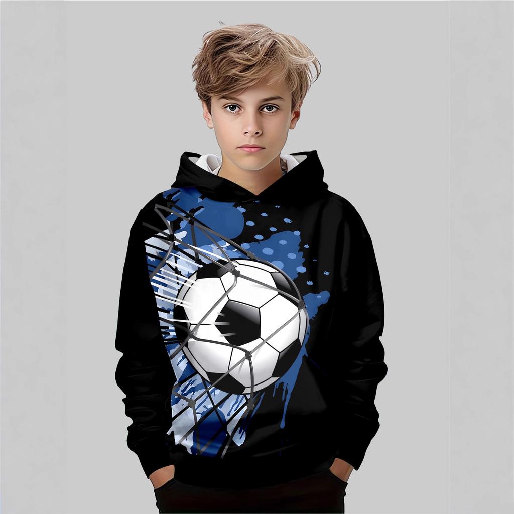 Autumn Football Car Pattern 3D Printed Top Fashionable Casual Long Sleeved Children's Boy Hoodies Javascript: