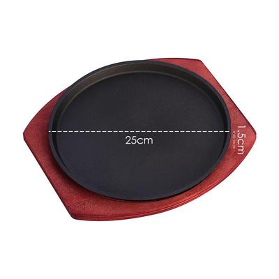 ZISIZ Commercial Round Cast Iron Teppanyaki Grill Pan