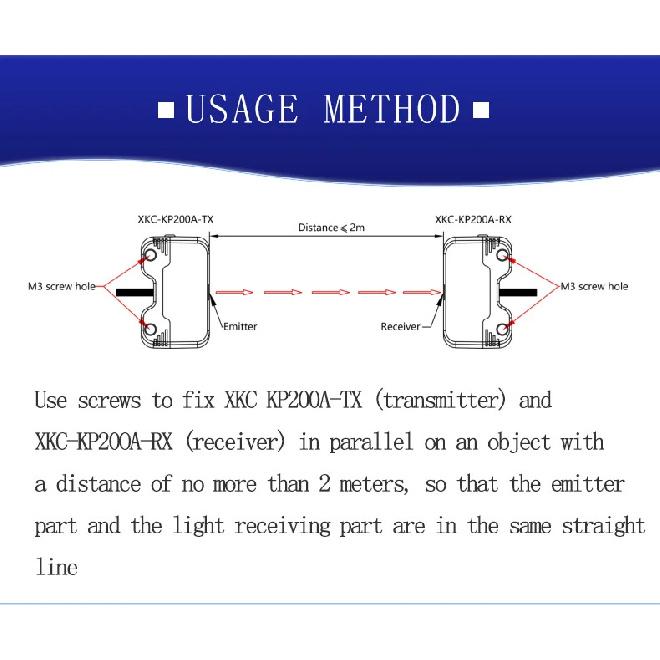 XKC-KP200A DC5-24V Photoelectric Through Beam Infrared Motion Sensor