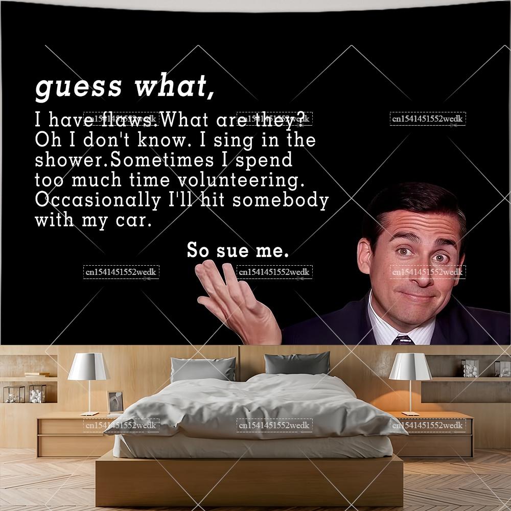 

Michael Scott Prison Mike Tapestry The Office Dwight Schrute Meme Flags Tapestrys Room Decor Aesthetic Home And Garden Banners 74x94cm(29x37in)
