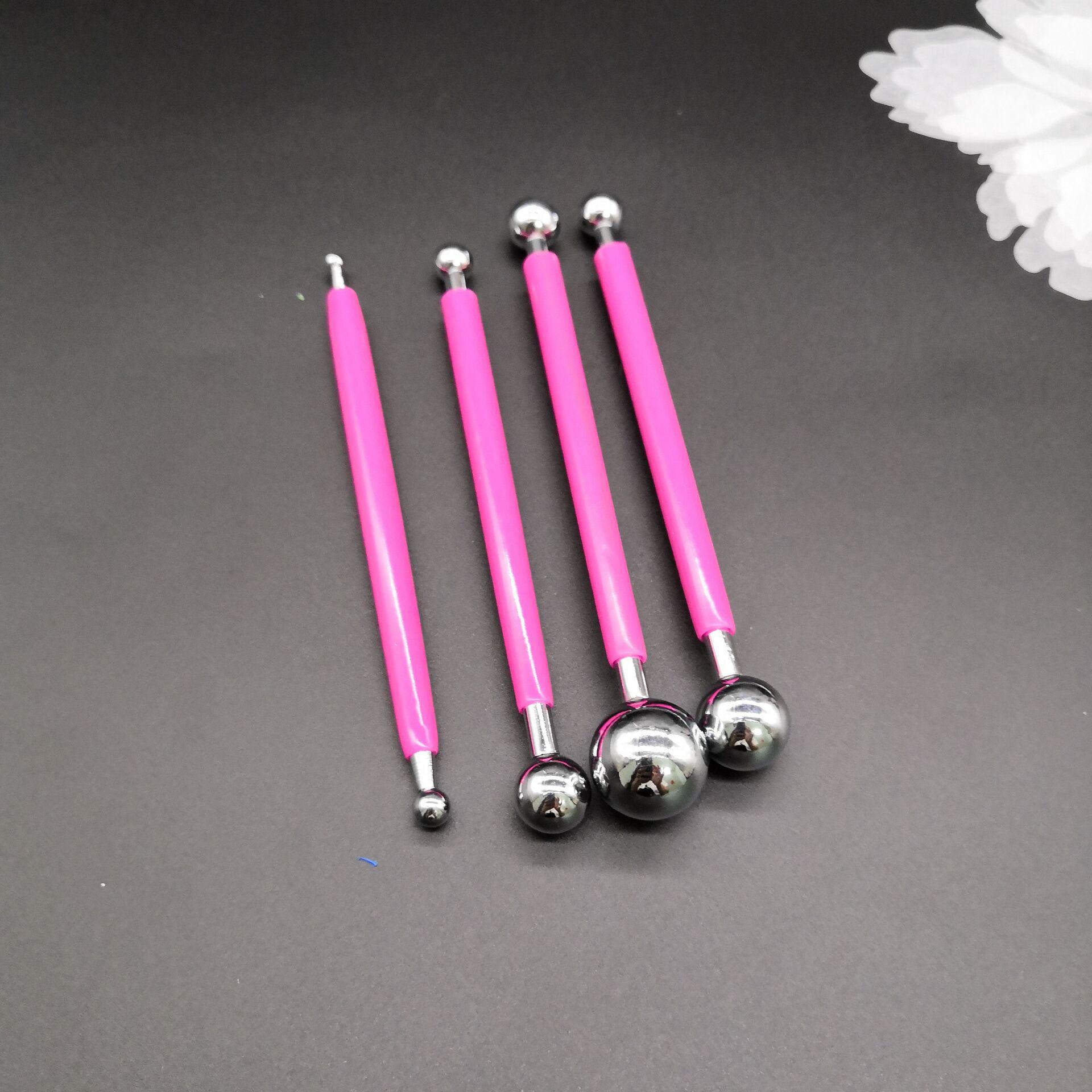 

DIY 8-Head Stainless Steel Spherical Clay Styling Sticks - Set of 4 маджента