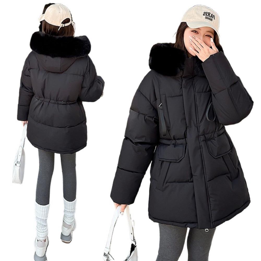 Winter new European goods large fur collar down cotton clothes medium and long waist thin women's warm jacket