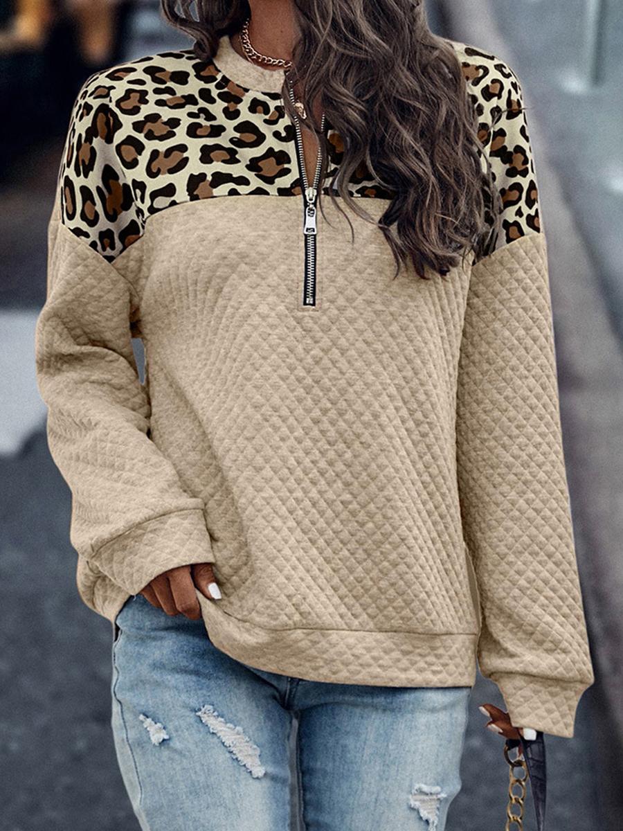 

Толстовка на молнии с леопардовым принтом, женский повседневный теплый топ с длинными рукавами L жёлтый