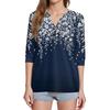 Women's T Shirt Print Button 3/4 Sleeve Daily Weekend Fashion Basic V- Neck Regular Top