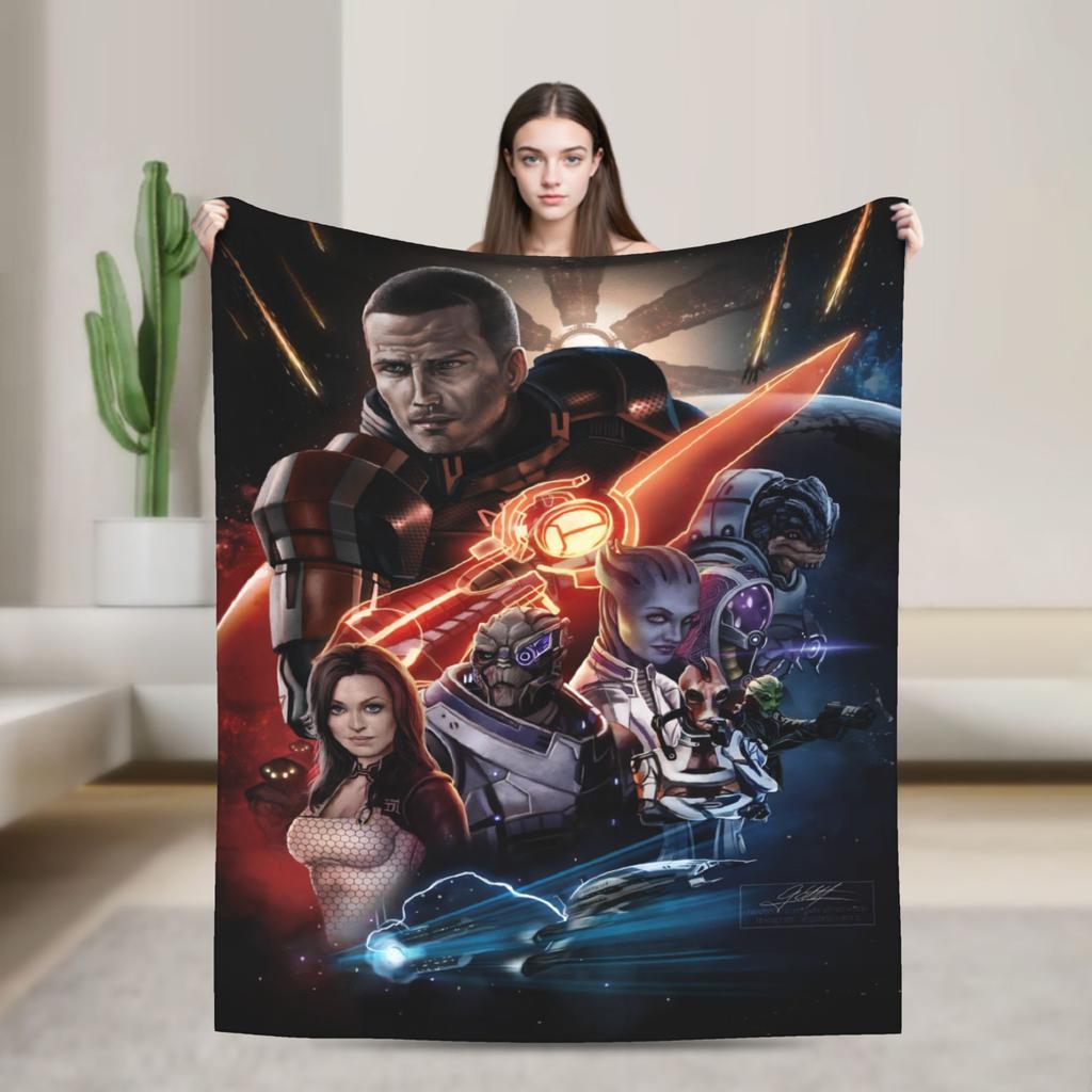Mass Effect Garrus Vakarian Blanket  Flannel Funny Warm Throw Blanket for Coverlet Summer