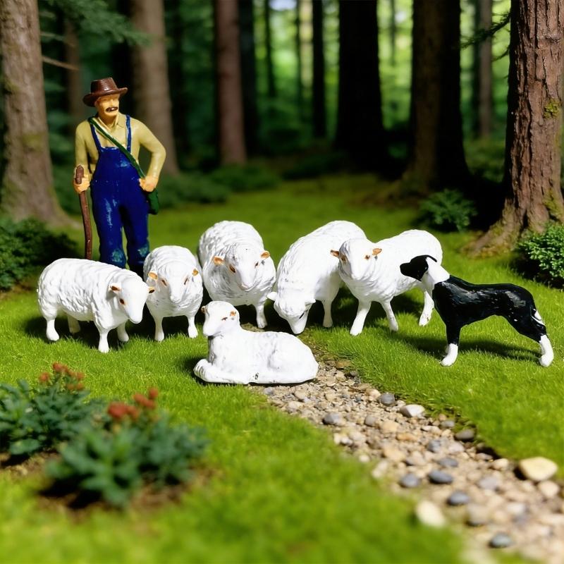 1:87 Scale Hand Painted Resin Collectible Figures Miniature Model Accessories Farm Animals Figure Model Dioramas Figure