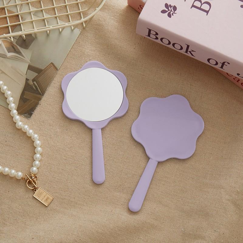 Creative Classic Floral Handheld Makeup Mirror - Portable Mini Touch-up Mirror with Handle
