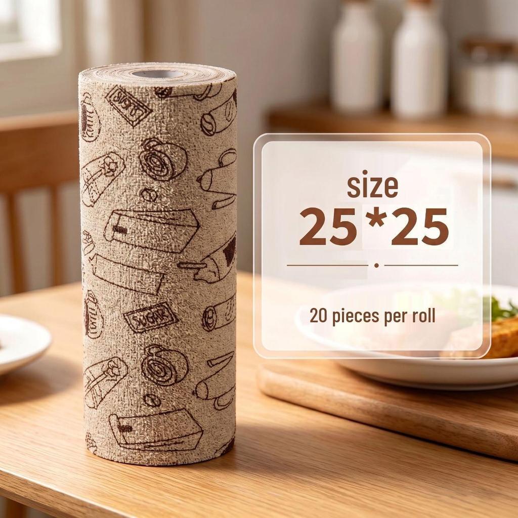 Tearable Disposable Kitchen Cleaning Wipes - Absorbent Roll for Weekly Use