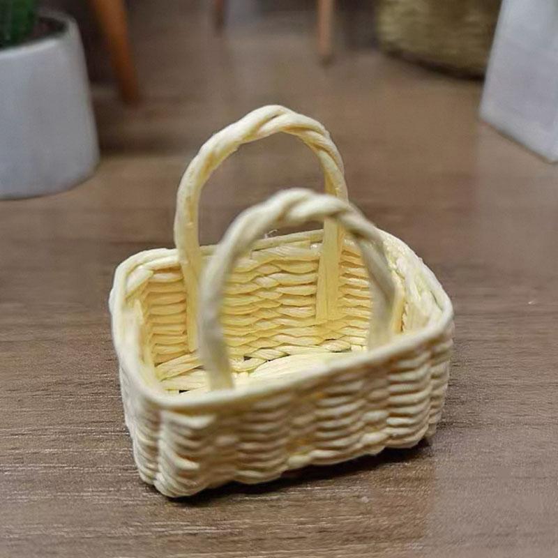 Miniature Mini Dollhouse Bouquet Basket Handmade Fashion Hand Woven Basket Diy Paper Vine Basket For Bjd Dolls/For Ob11 Dolls