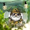 2D Metal Wind Spinner Gnome Design Outdoor Hanging Decor for Garden Patio Yard No Power Needed Rotating Wind Chime with Yellow Green Hat