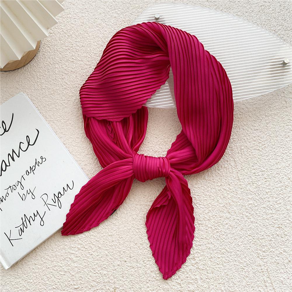 70 Folds Solid Color Small Square Scarf Female Plain Color Light And Thin Silk Scarf Professional Spring And Autumn Scarf Decorative Scarf