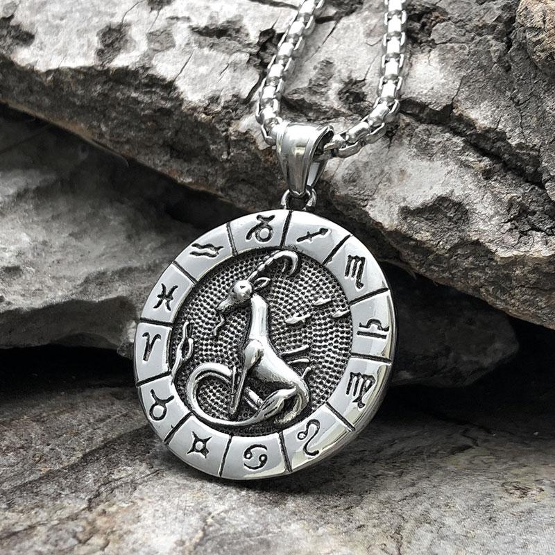 

12 Constellations Necklace Vintage Zodiac Sign Pendant Aries Taurus Gemini Cancer Leo Libra Scorpio Jewelry for Men Capricorn