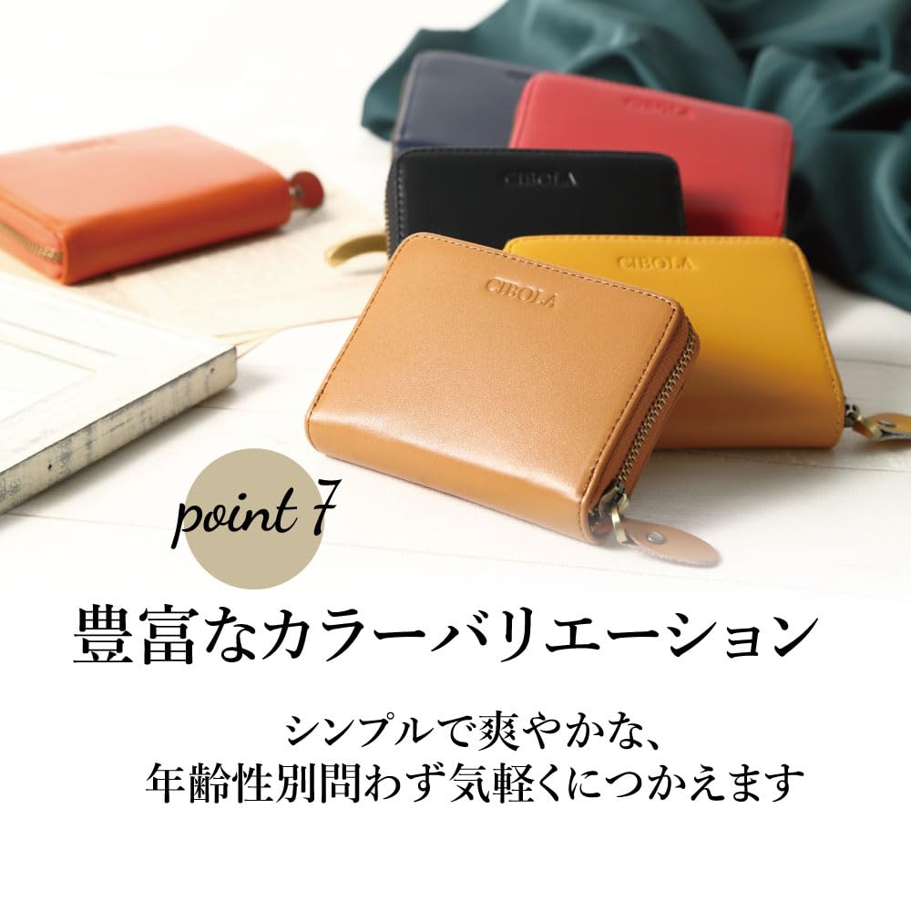 CIBOLA Premium Cowhide Leather Mini Wallet with Card Case, Genuine Leather, Anti-Skimming, Exterior Pocket, Compact, Large Capacity, Small Wallet,