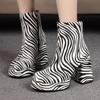 Sexy Women's Ankle Boots Platform Leopard Short Shoes New 2025 Block High Heel Fashion Autumn Winter Motorcycle Boots Ladies