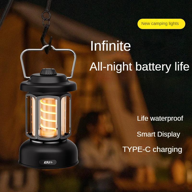 New outdoor camping lamp multi-functional waterproof atmosphere lamp rechargeable tent lamp retro portable lamp horse lantern