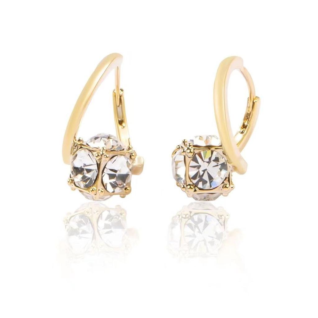 Light Luxury Niche Design, High-end Earrings, Small and Exquisite, Rotatable Zircon Ear Buckle, Women's Versatile Earrings