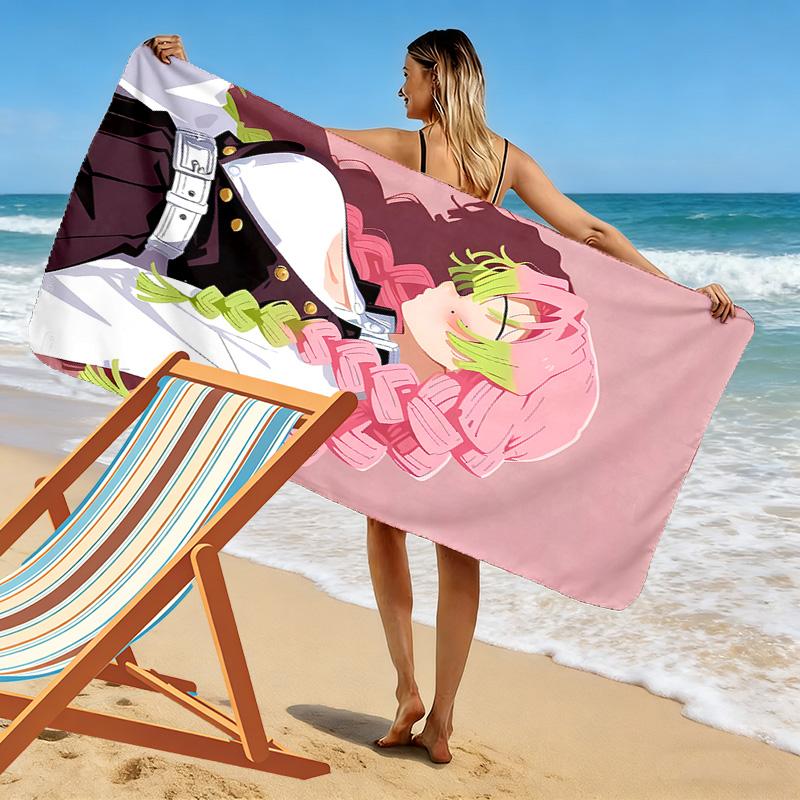 Demon Slayer Print Beach Towel, Large Soft Quick Dry Towel for Beach Camping Swimming