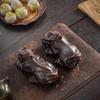 Purple Clay Pi Yao Tea Pet Pair Handcrafted Wealth Symbol Mythical Creature Tea Tray Ornament for Gongfu Tea Home Office Decor