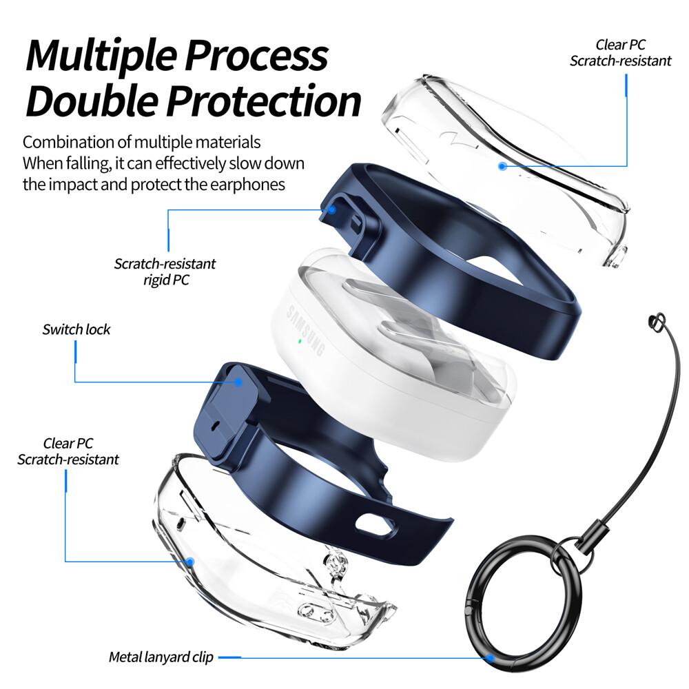 KEYSION Transparent Switch Lock Earphone Case for Samsung Buds4 4 Pro Hard PC Shockproof Headphone Cover for Galaxy Buds 4 Pro