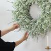 26-Inch Large Eucalyptus Wreath | Artificial, Gypsy-Themed with Lavender, Suitable for All Seasons, White and Green Tones
