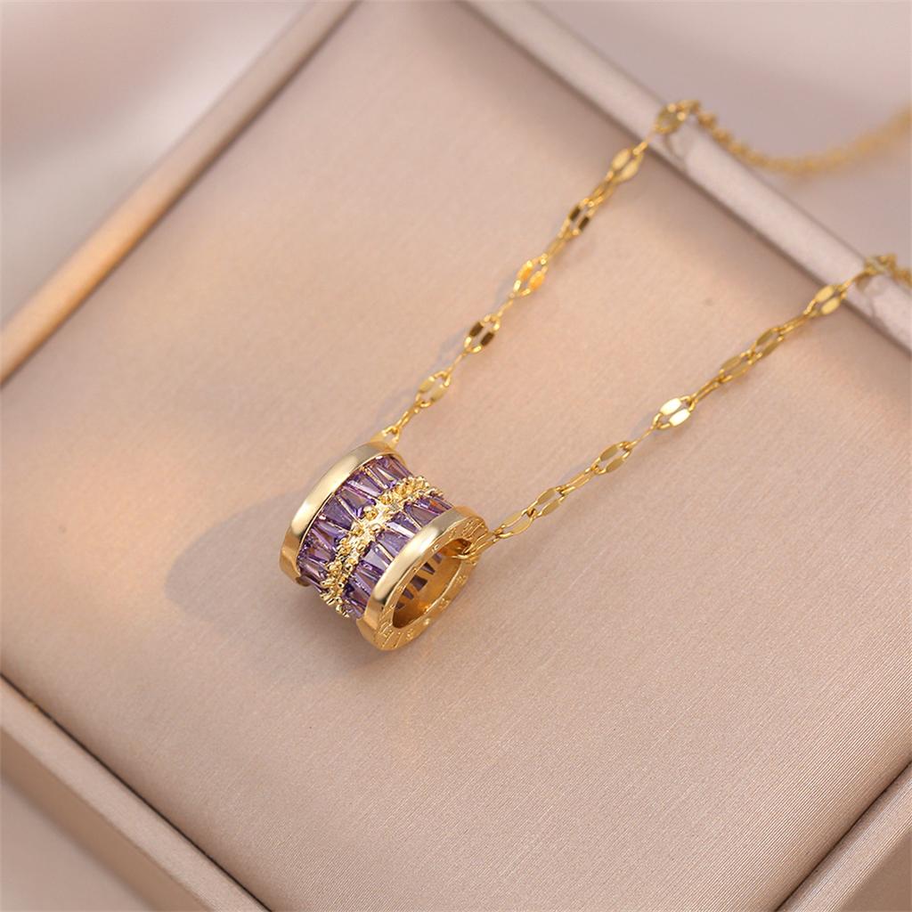Korean Fashion Sweet Lucky Crystal Pendant Necklace Lovely and Sexy Women's Wedding Jewelry Stainless Steel Neckchain